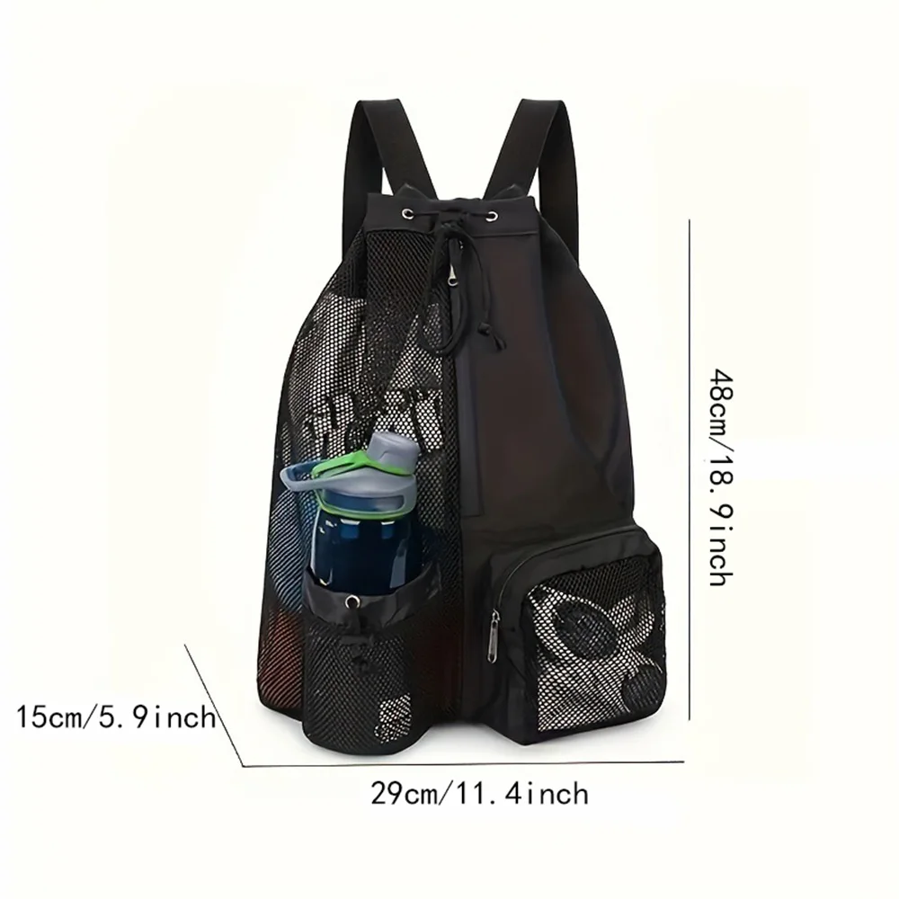 Mesh backpack, swimming drawstring bag, backpack with wet pocket, beach storage backpack, outdoor fishing bag Mesh backpack, swimming drawstring bag, backpack with wet pocket, beach storage backpack, outdoor fishing bag