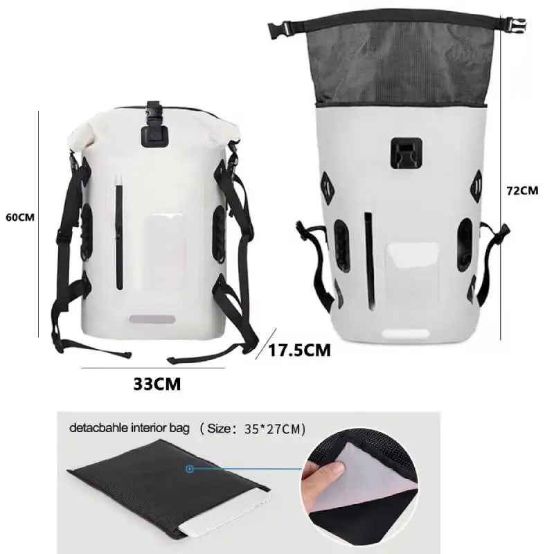 30L Waterproof Dry Bag Fishing Backpack Drift Swimming River Trekking Shoulder Bait Fishing Bucket Gear Diving Rafting Kayak Bag