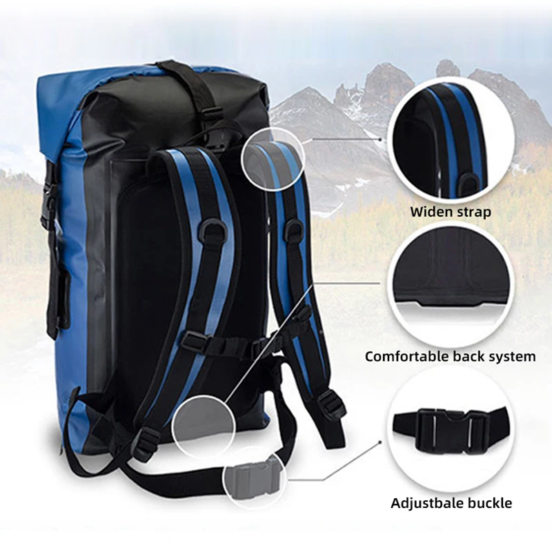 PVC Fishing Backpack 35L 55L 85L Waterproof Outdoor Sports Swimming Rafting Boating Bag Large Travel Kayaking Beach Rucksack - Image 4