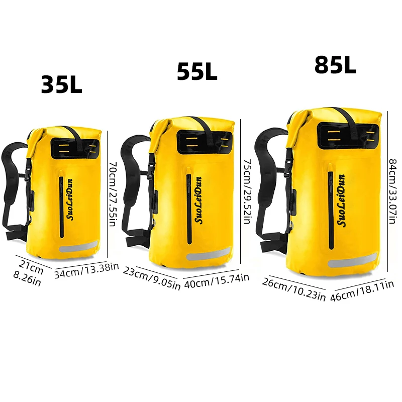 PVC Fishing Backpack 35L 55L 85L Waterproof Outdoor Sports Swimming Rafting Boating Bag Large Travel Kayaking Beach Rucksack - Image 6