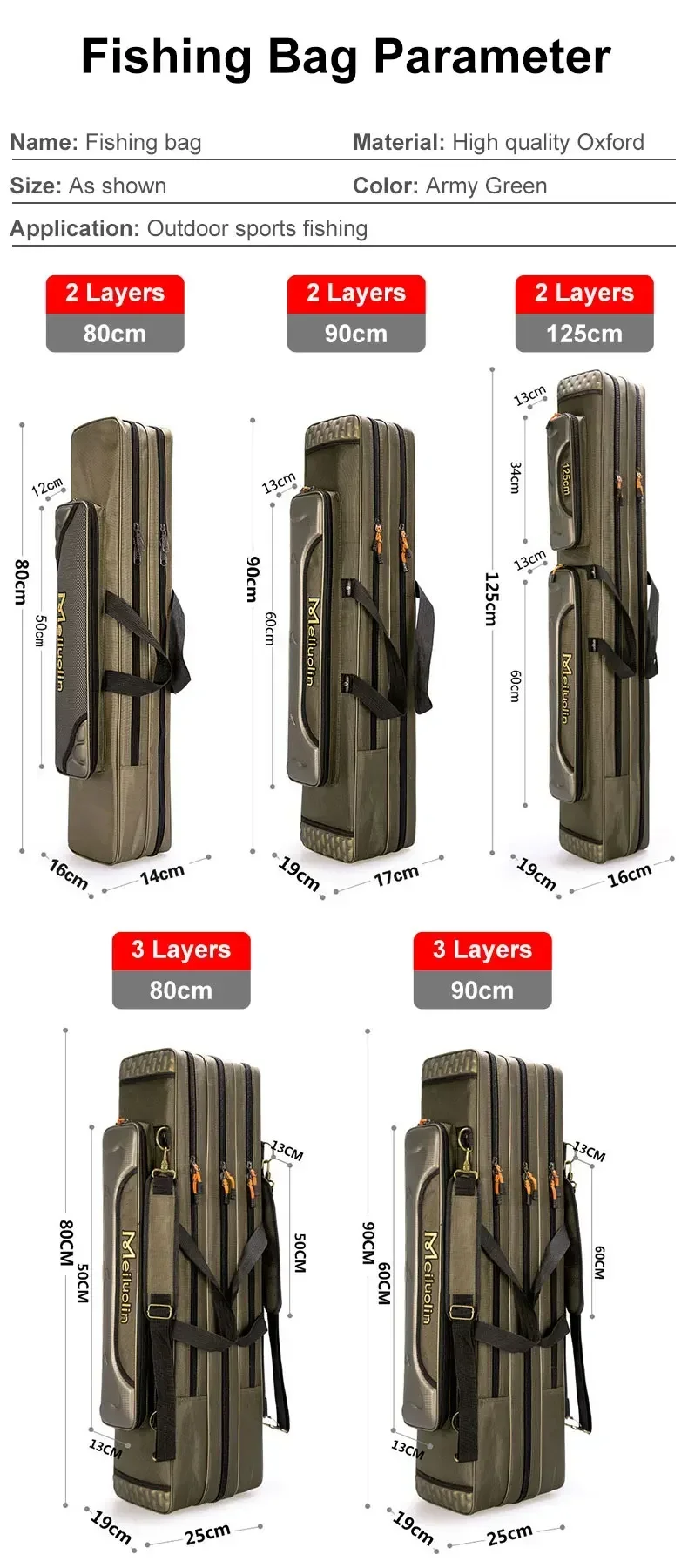 Fishing Rod Storage Bag Oxford Cloth Multifunctional 1/2/3 Layer Large Capacity 80/90/100/120/125CM Fishing Rod Carrier Fishing Rod Storage Bag Oxford Cloth Multifunctional 1/2/3 Layer Large Capacity 80/90/100/120/125CM Fishing Rod Carrier