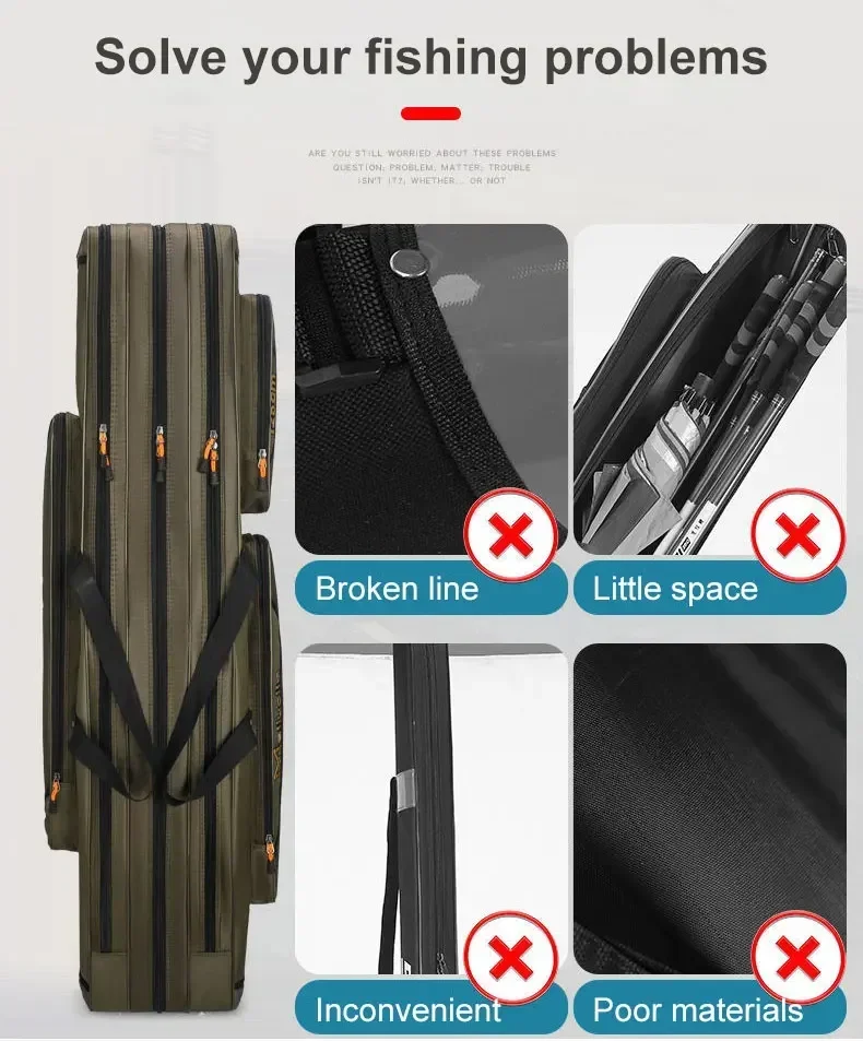 Fishing Rod Storage Bag Oxford Cloth Multifunctional 1/2/3 Layer Large Capacity 80/90/100/120/125CM Fishing Rod Carrier Fishing Rod Storage Bag Oxford Cloth Multifunctional 1/2/3 Layer Large Capacity 80/90/100/120/125CM Fishing Rod Carrier