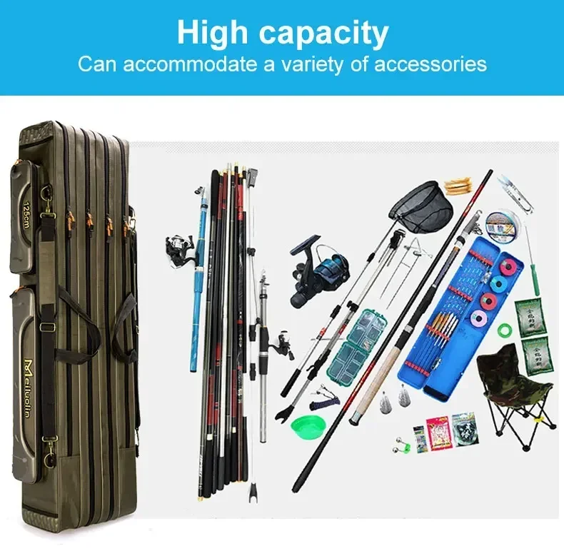 Fishing Rod Storage Bag Oxford Cloth Multifunctional 1/2/3 Layer Large Capacity 80/90/100/120/125CM Fishing Rod Carrier Fishing Rod Storage Bag Oxford Cloth Multifunctional 1/2/3 Layer Large Capacity 80/90/100/120/125CM Fishing Rod Carrier