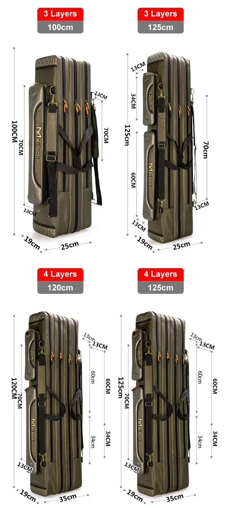 Fishing Rod Storage Bag Oxford Cloth Multifunctional 1/2/3 Layer Large Capacity 80/90/100/120/125CM Fishing Rod Carrier Fishing Rod Storage Bag Oxford Cloth Multifunctional 1/2/3 Layer Large Capacity 80/90/100/120/125CM Fishing Rod Carrier