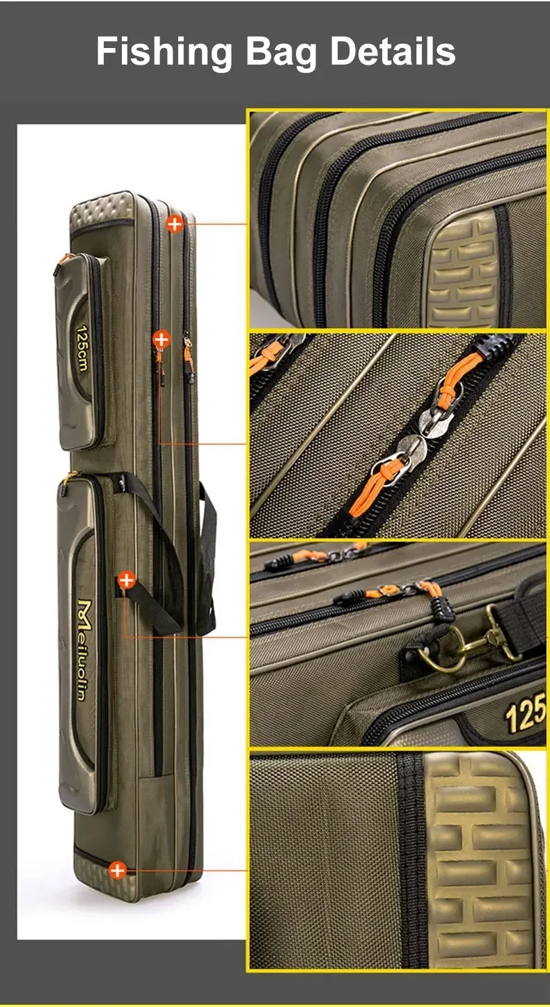Fishing Rod Storage Bag Oxford Cloth Multifunctional 1/2/3 Layer Large Capacity 80/90/100/120/125CM Fishing Rod Carrier Fishing Rod Storage Bag Oxford Cloth Multifunctional 1/2/3 Layer Large Capacity 80/90/100/120/125CM Fishing Rod Carrier
