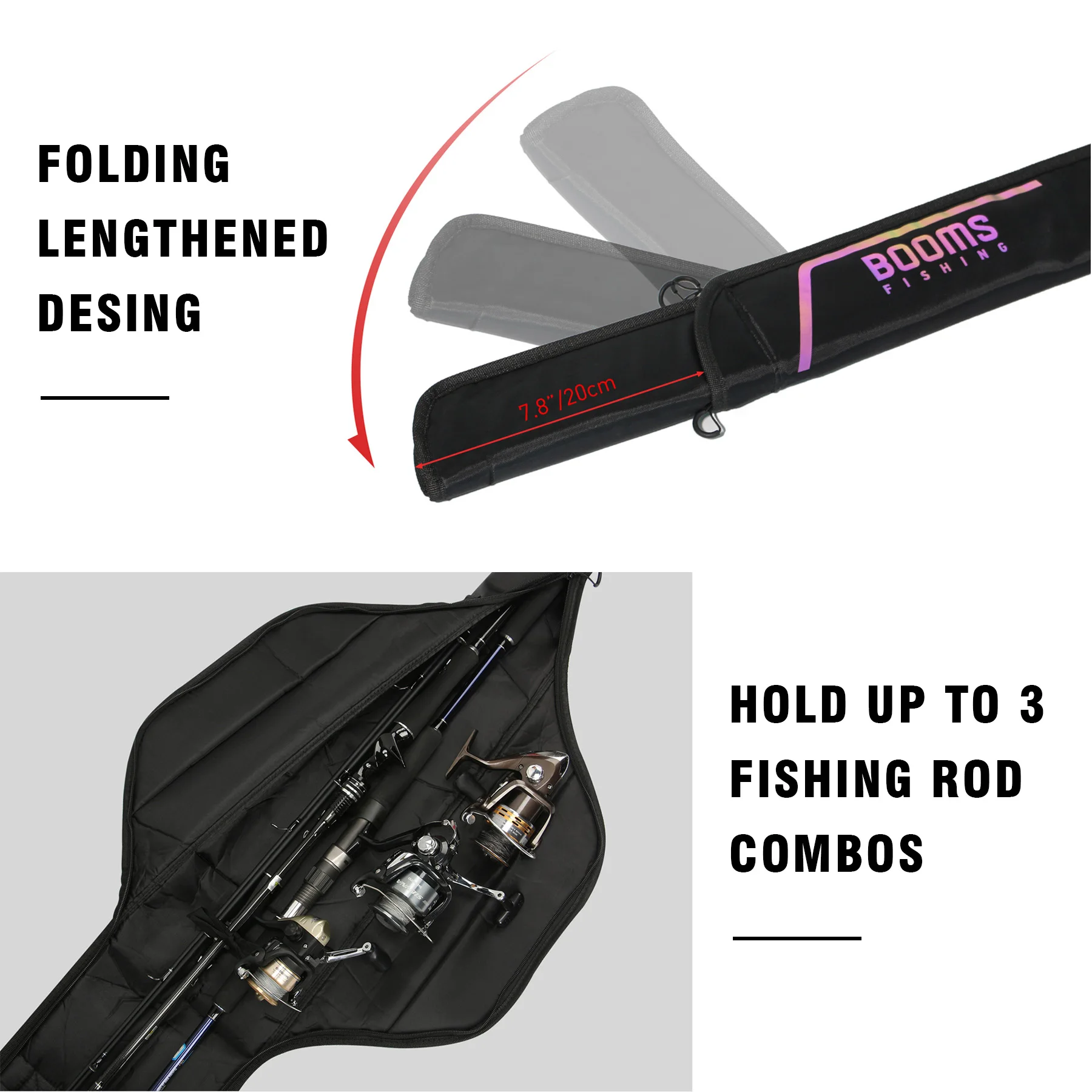 Booms Fishing PB3 Fishing Rod Bag Pole Storage Case 130 cm to 215 cm Folding Apply to Multi-size Fishing Reel Rods Bags Cases - Image 2