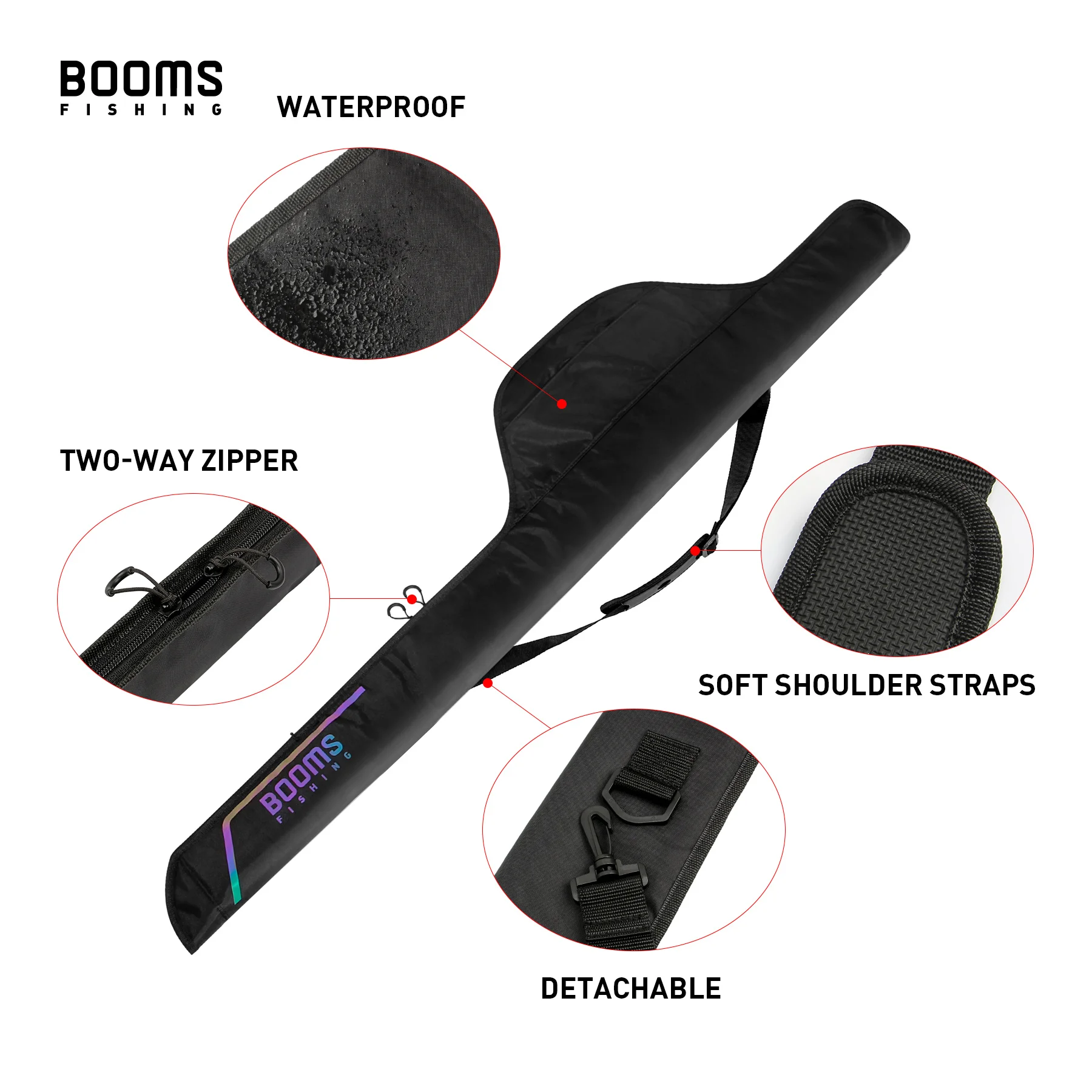 Booms Fishing PB3 Fishing Rod Bag Pole Storage Case 130 cm to 215 cm Folding Apply to Multi-size Fishing Reel Rods Bags Cases - Image 3