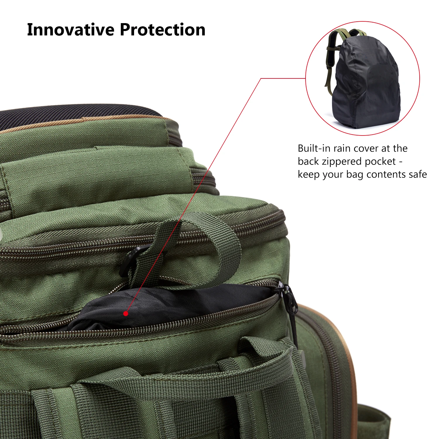 Bassdash Multifunctional Fishing Tackle Backpack Lightweight Tactical Soft Tackle Box with Protective Rain Cover Bassdash Multifunctional Fishing Tackle Backpack Lightweight Tactical Soft Tackle Box with Protective Rain Cover