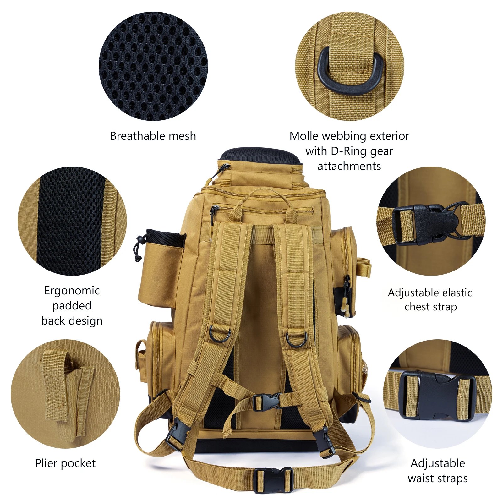 Bassdash Army Green Tactical Backpack Fishing Tackle Shoulder Bag With Protective Rain Cover SD2 Bassdash Army Green Tactical Backpack Fishing Tackle Shoulder Bag With Protective Rain Cover SD2