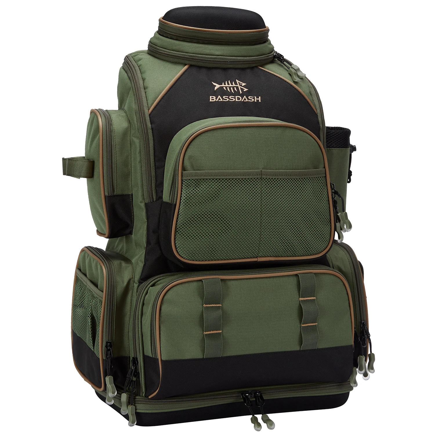 Bassdash Army Green Tactical Backpack Fishing Tackle Shoulder Bag With Protective Rain Cover SD2 Bassdash Army Green Tactical Backpack Fishing Tackle Shoulder Bag With Protective Rain Cover SD2