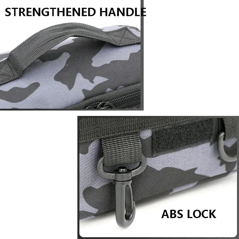 Black Fishing Tackle Shoulder Bag Storage Waist Bag，Outdoor Sports Bag with Fishing Rod Holder