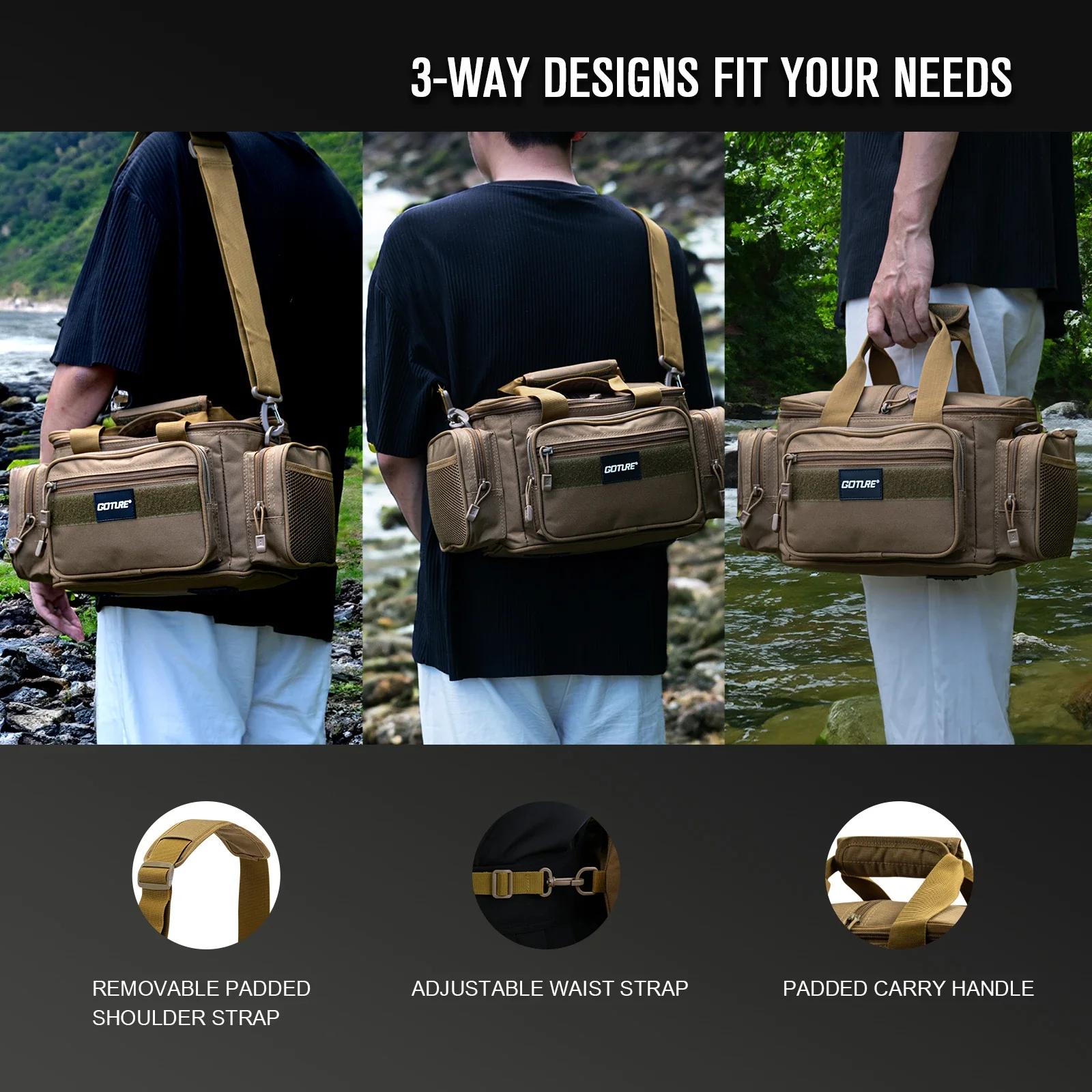 Goture Fishing Bags Waterproof 600D Oxford Fabric High Capacity Storage Durable Quality Fishing Gear Bags for Men Outdoors Bag Goture Fishing Bags Waterproof 600D Oxford Fabric High Capacity Storage Durable Quality Fishing Gear Bags for Men Outdoors Bag
