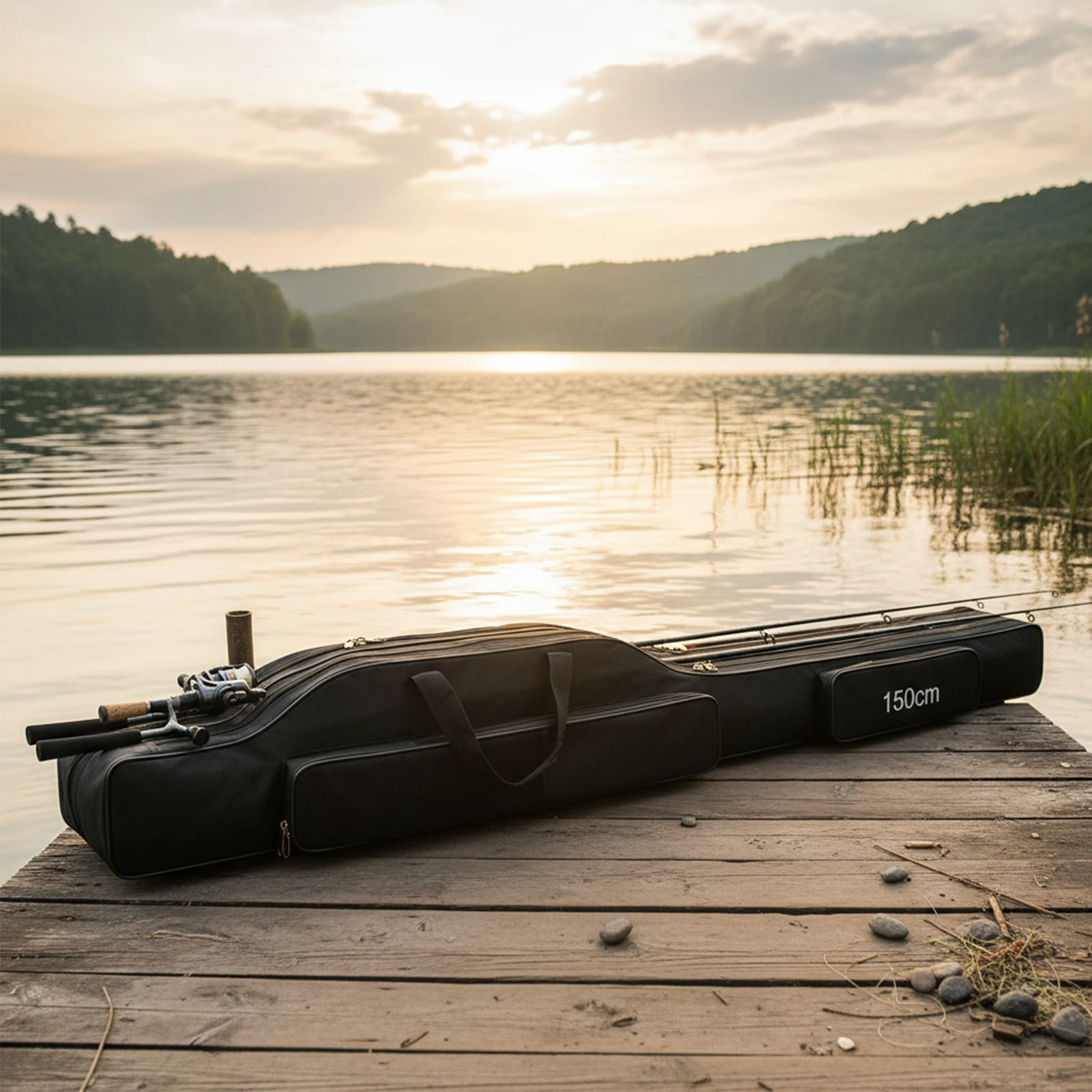 2 Layers 600D Oxford Fishing Gear Bag Fishing Rod Case Fishing Reel Tackle Storage Bag Case for Fishing Gear & Equipment