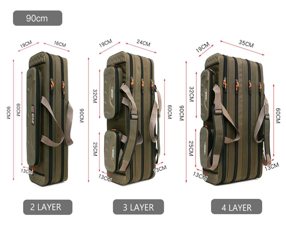 Multipurpose Fishing Rod Case 2-4 Layer Adjustable Lightweight Travel Lure Storage Saltwater Freshwater Ready Durable Tackle Bag