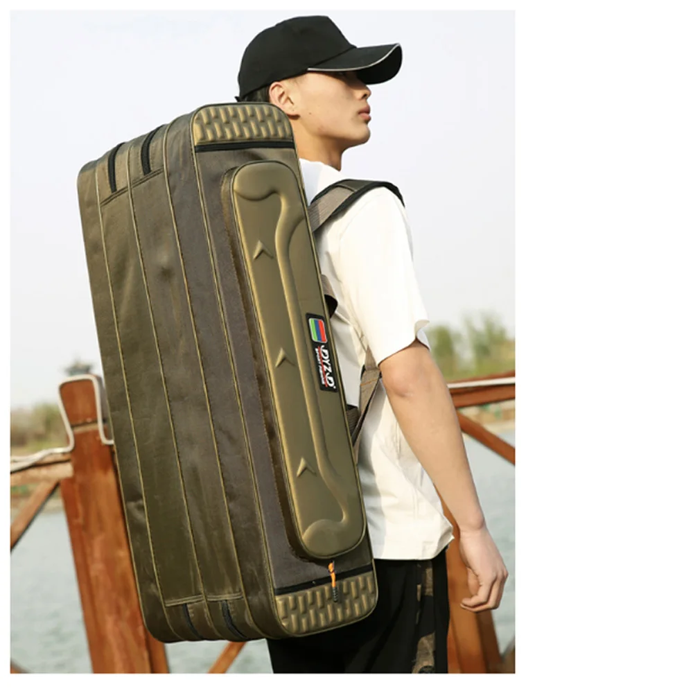 Multipurpose Fishing Rod Case 2-4 Layer Adjustable Lightweight Travel Lure Storage Saltwater Freshwater Ready Durable Tackle Bag