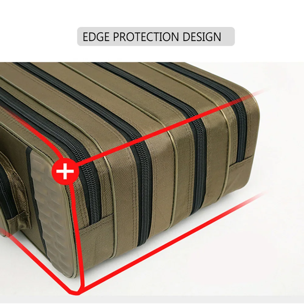 Multipurpose Fishing Rod Case 2-4 Layer Adjustable Lightweight Travel Lure Storage Saltwater Freshwater Ready Durable Tackle Bag