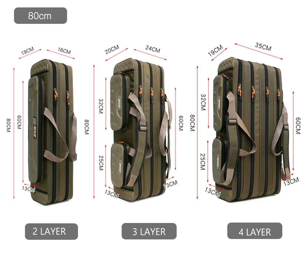 Multipurpose Fishing Rod Case 2-4 Layer Adjustable Lightweight Travel Lure Storage Saltwater Freshwater Ready Durable Tackle Bag