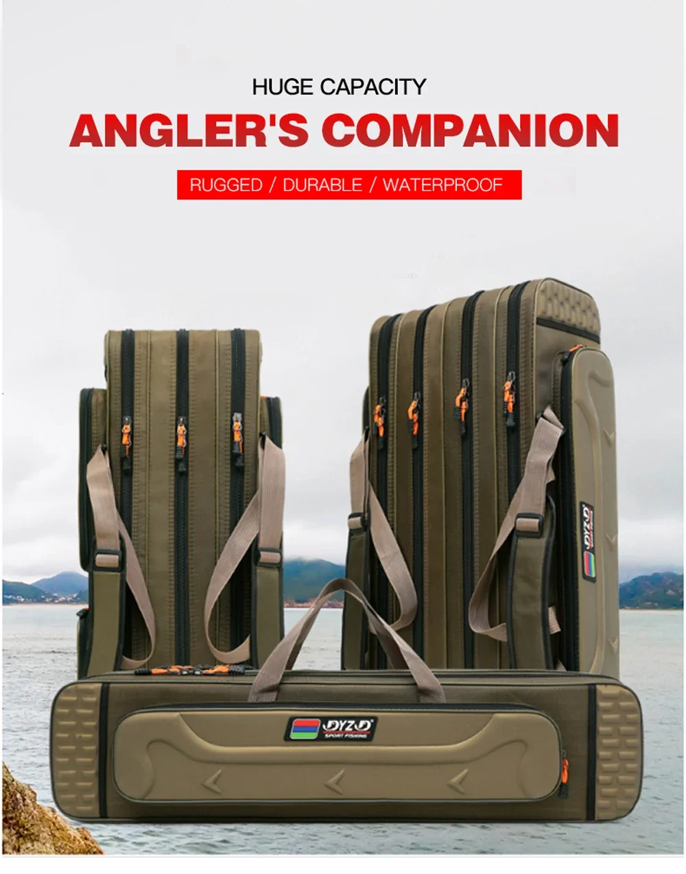 Multipurpose Fishing Rod Case 2-4 Layer Adjustable Lightweight Travel Lure Storage Saltwater Freshwater Ready Durable Tackle Bag Multipurpose Fishing Rod Case 2-4 Layer Adjustable Lightweight Travel Lure Storage Saltwater Freshwater Ready Durable Tackle Bag