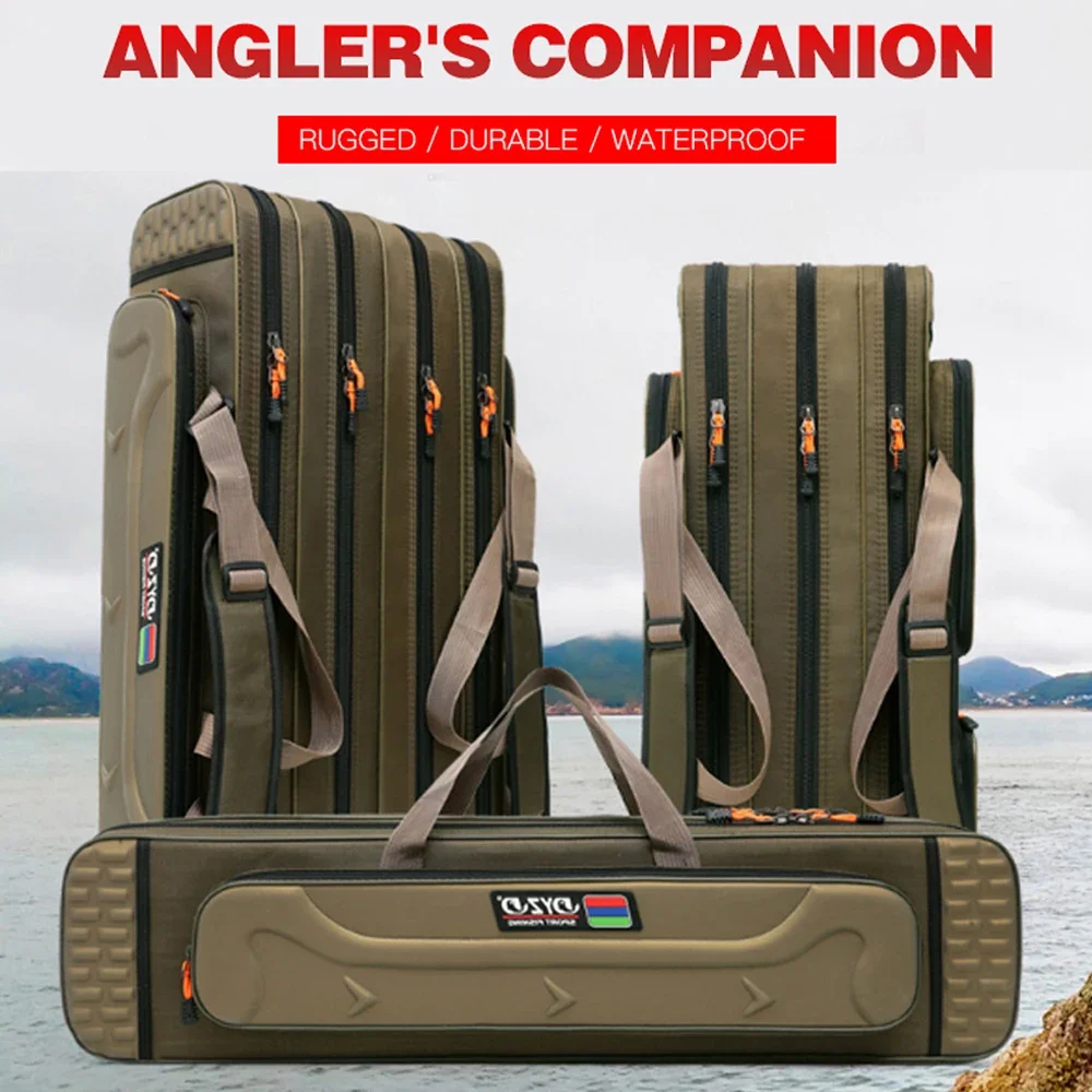 Multipurpose Fishing Rod Case 2-4 Layer Adjustable Lightweight Travel Lure Storage Saltwater Freshwater Ready Durable Tackle Bag - Image 4