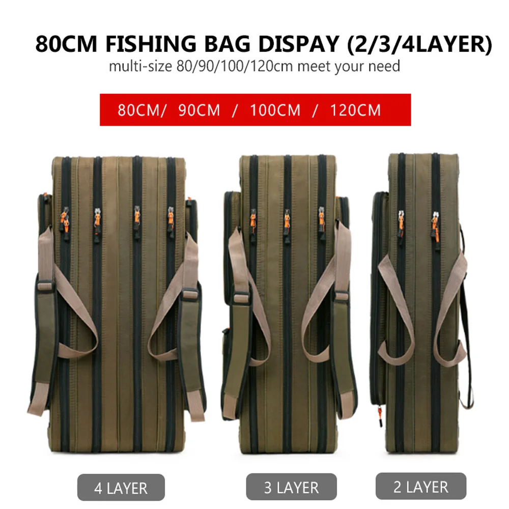 Multipurpose Fishing Rod Case 2-4 Layer Adjustable Lightweight Travel Lure Storage Saltwater Freshwater Ready Durable Tackle Bag - Image 3