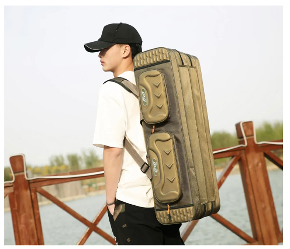 Multipurpose Fishing Rod Case 2-4 Layer Adjustable Lightweight Travel Lure Storage Saltwater Freshwater Ready Durable Tackle Bag