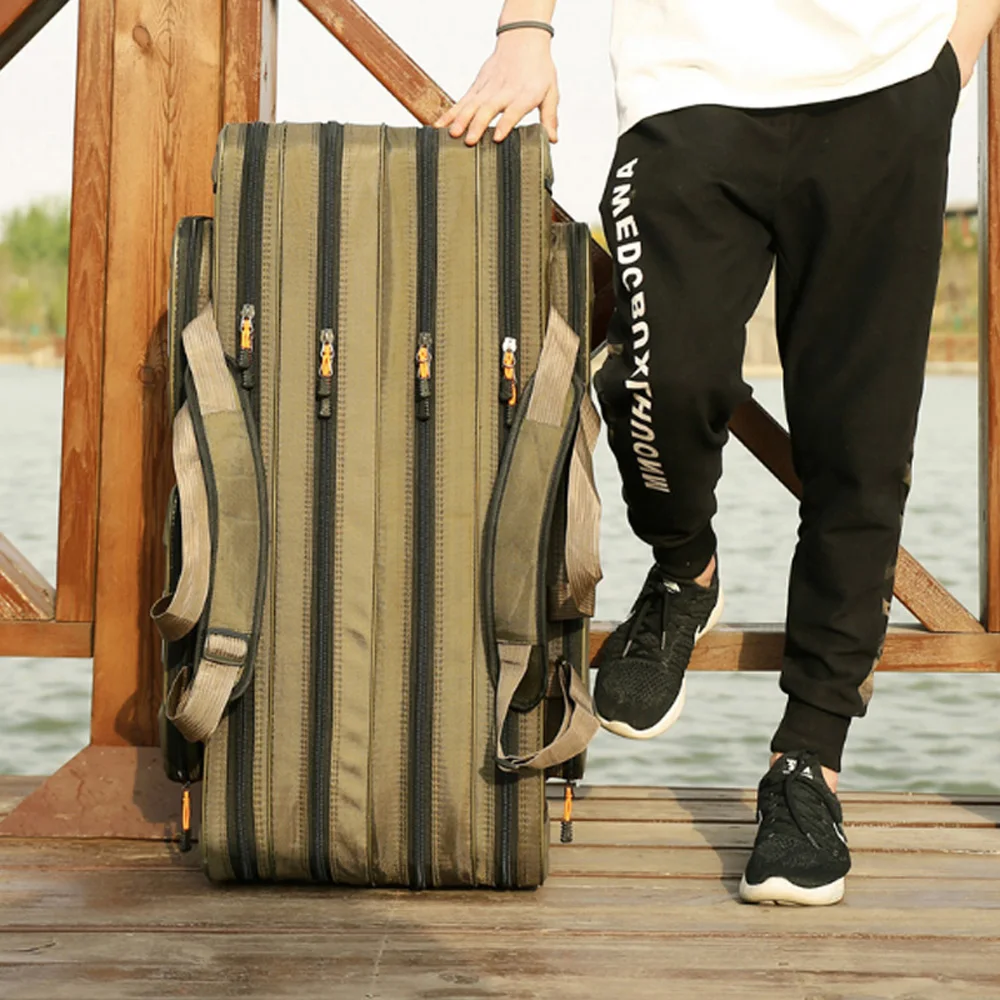 Multipurpose Fishing Rod Case 2-4 Layer Adjustable Lightweight Travel Lure Storage Saltwater Freshwater Ready Durable Tackle Bag - Image 2