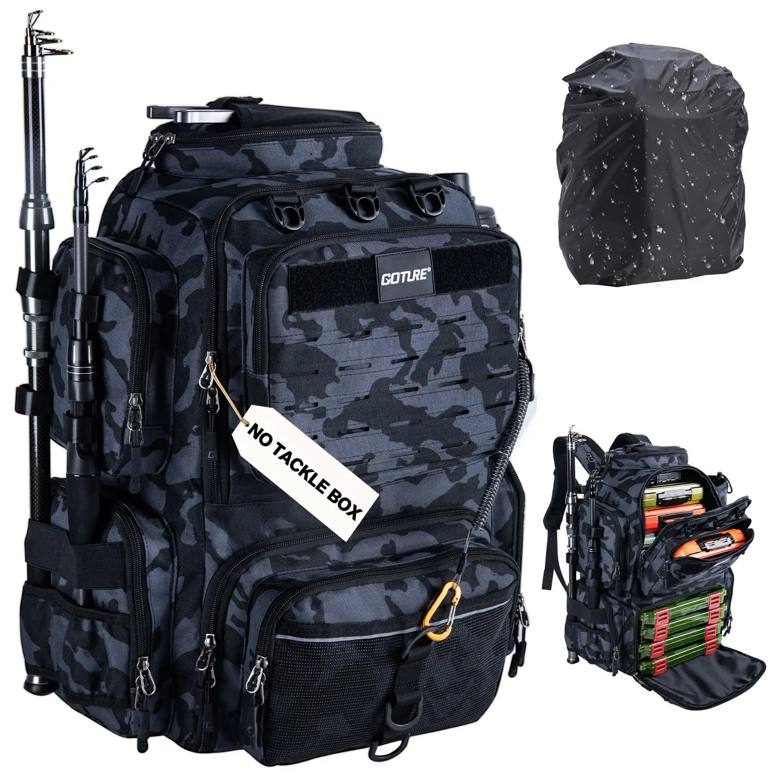 Goture Water-Resistant Fishing Backpack Lightweight Large Hiking Hunting Bag with Rod Holder Adjustable Tackle Storage Pack Goture Water-Resistant Fishing Backpack Lightweight Large Hiking Hunting Bag with Rod Holder Adjustable Tackle Storage Pack