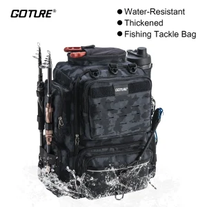 Goture Water-Resistant Fishing Backpack Lightweight Large Hiking Hunting Bag with Rod Holder Adjustable Tackle Storage Pack