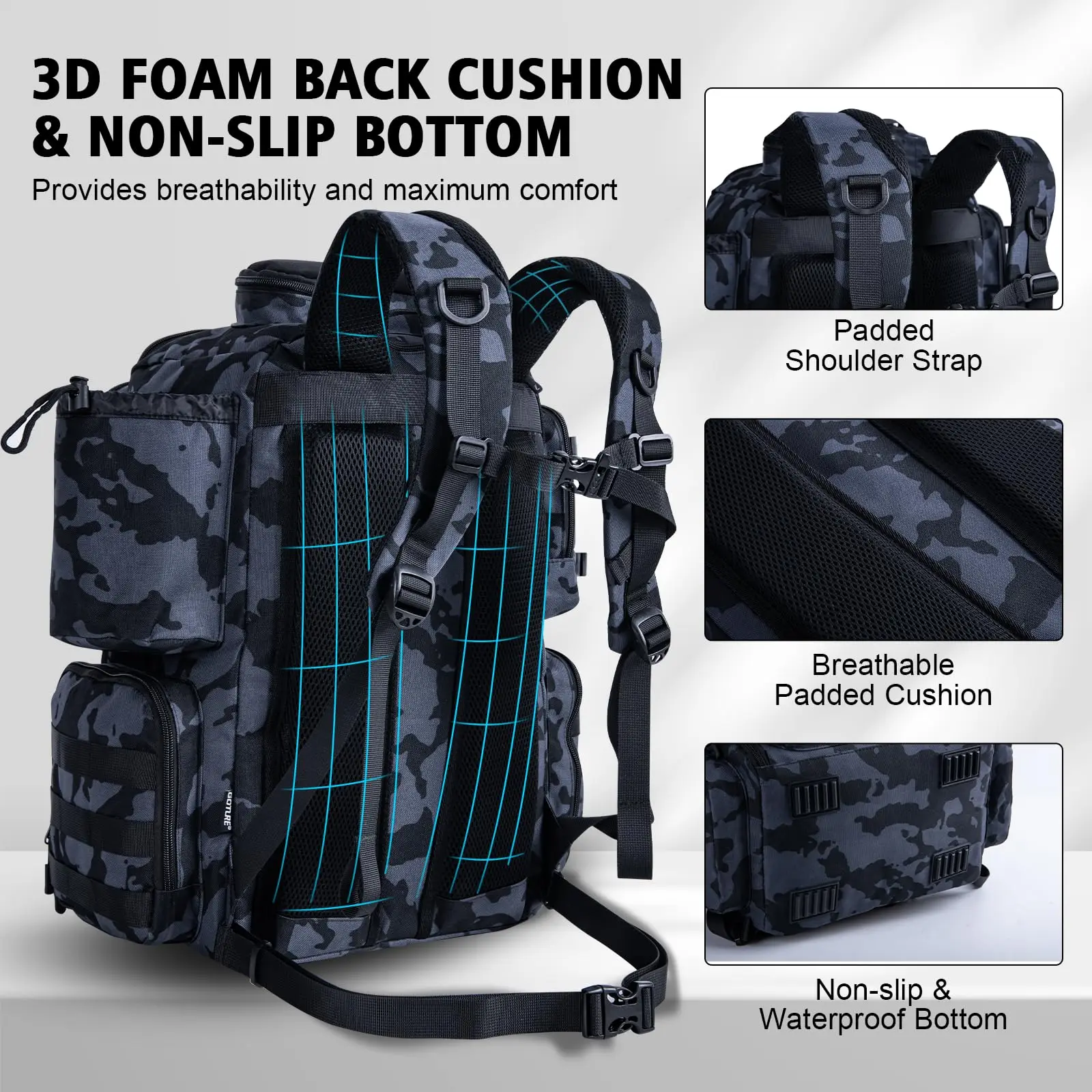 Goture Water-Resistant Fishing Backpack Lightweight Large Hiking Hunting Bag with Rod Holder Adjustable Tackle Storage Pack Goture Water-Resistant Fishing Backpack Lightweight Large Hiking Hunting Bag with Rod Holder Adjustable Tackle Storage Pack
