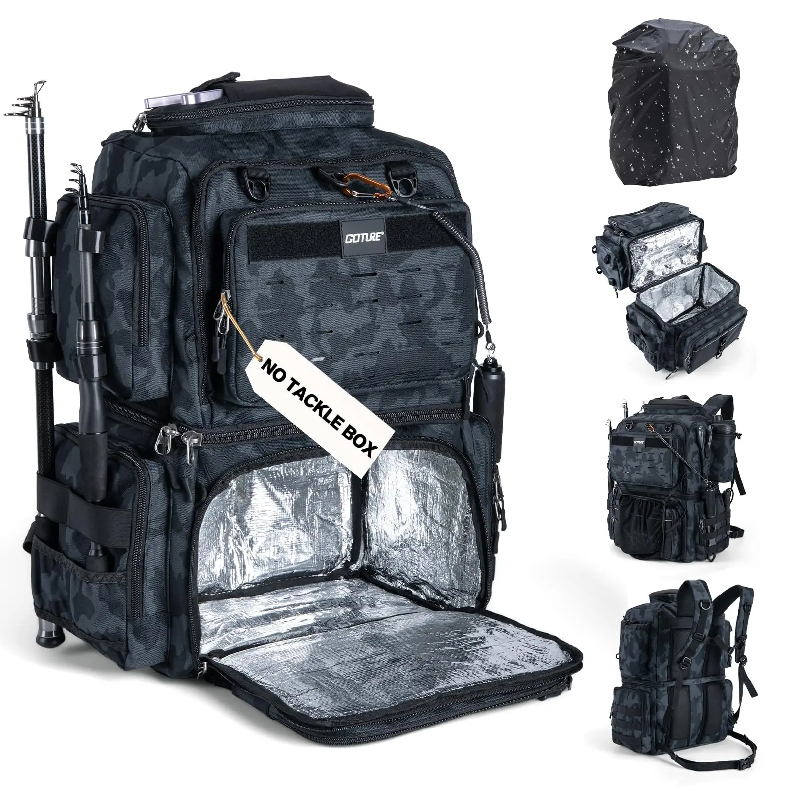 Goture Water-Resistant Fishing Backpack Lightweight Large Hiking Hunting Bag with Rod Holder Adjustable Tackle Storage Pack Goture Water-Resistant Fishing Backpack Lightweight Large Hiking Hunting Bag with Rod Holder Adjustable Tackle Storage Pack