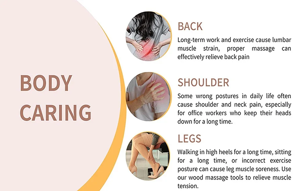Curved Wood Therapy Massage Tool Massage Roller Lymphatic Drainage Massager Handheld for Release Cellulite Relieve Muscle Stress
