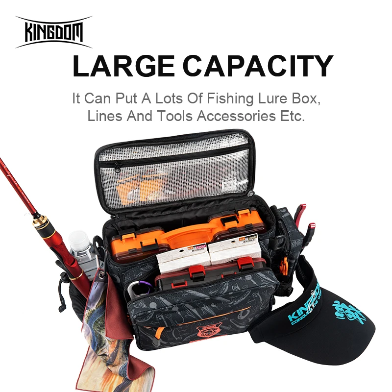 Kingdom Waterproof Fishing Bag 44x21x22cm Portable Fishing Tackle Shoulder Bag Water Resistant Multifunctional Gear Storage Pack - Image 3