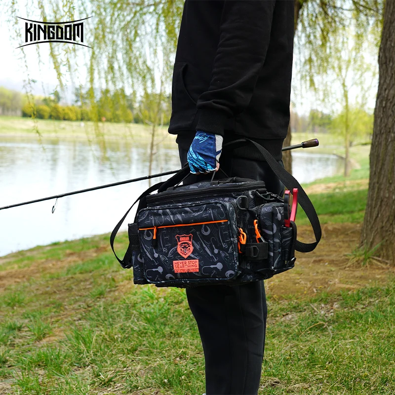Kingdom Waterproof Fishing Bag 44x21x22cm Portable Fishing Tackle Shoulder Bag Water Resistant Multifunctional Gear Storage Pack - Image 6