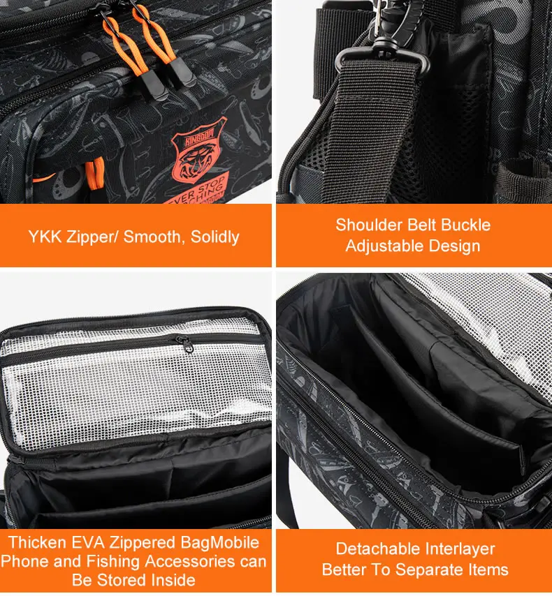 Kingdom Waterproof Fishing Bag 44x21x22cm Portable Fishing Tackle Shoulder Bag Water Resistant Multifunctional Gear Storage Pack Kingdom Waterproof Fishing Bag 44x21x22cm Portable Fishing Tackle Shoulder Bag Water Resistant Multifunctional Gear Storage Pack