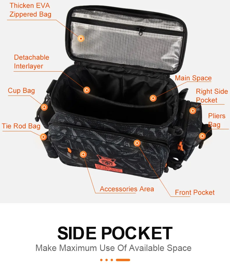 Kingdom Waterproof Fishing Bag 44x21x22cm Portable Fishing Tackle Shoulder Bag Water Resistant Multifunctional Gear Storage Pack Kingdom Waterproof Fishing Bag 44x21x22cm Portable Fishing Tackle Shoulder Bag Water Resistant Multifunctional Gear Storage Pack