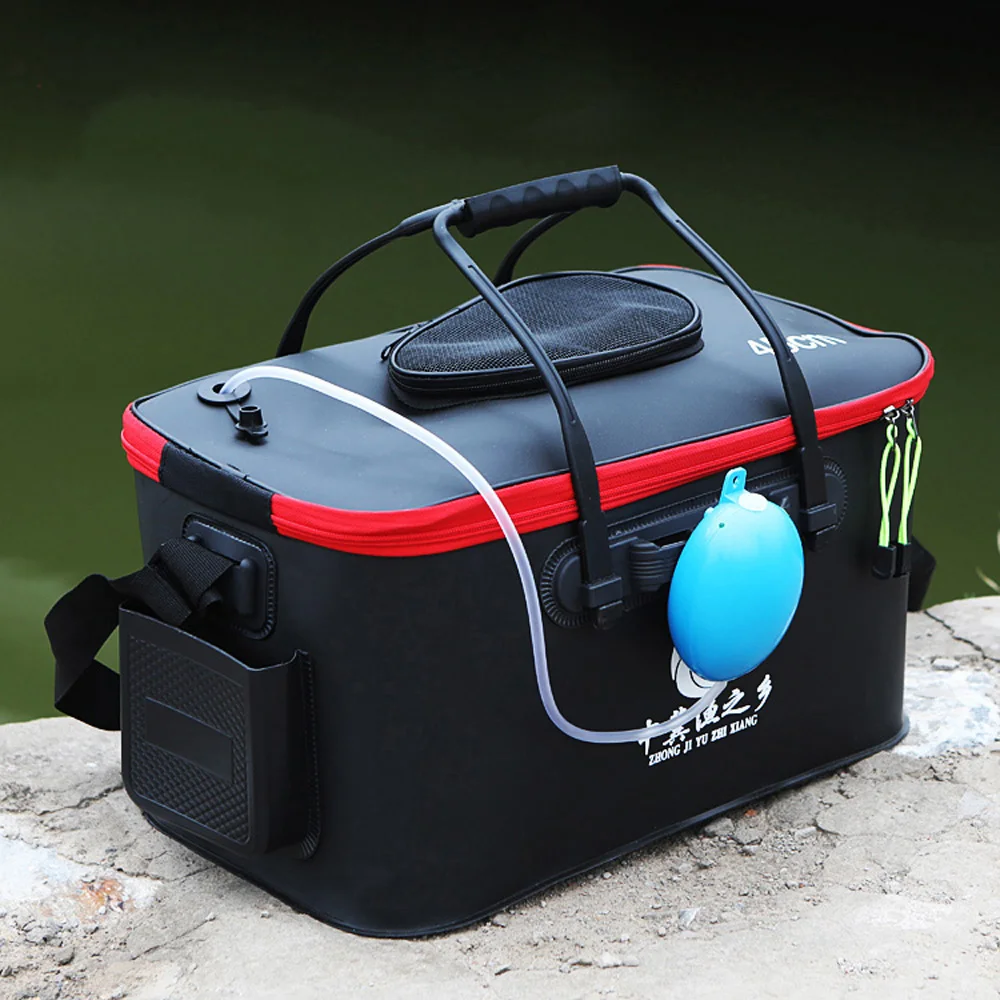 Portable EVA Thicken Waterproof Zipper Fishing Box Portable Folding Bag for Live Fish Bucket, Fishing Tackle with Shoulder Strap - Image 5