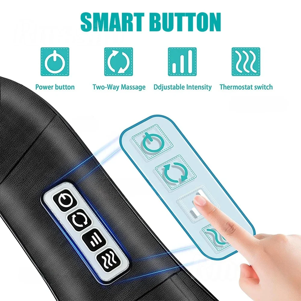 Shiatsu Neck and Shoulder Massager Heated Back Massager U Shape Deep Kneading Electric Massage Pillow For Neck Waist Leg Body - Image 3