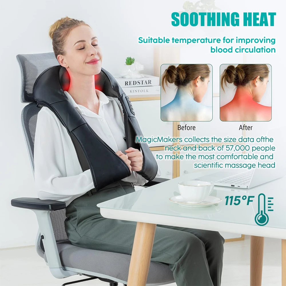 Shiatsu Neck and Shoulder Massager Heated Back Massager U Shape Deep Kneading Electric Massage Pillow For Neck Waist Leg Body Shiatsu Neck and Shoulder Massager Heated Back Massager U Shape Deep Kneading Electric Massage Pillow For Neck Waist Leg Body