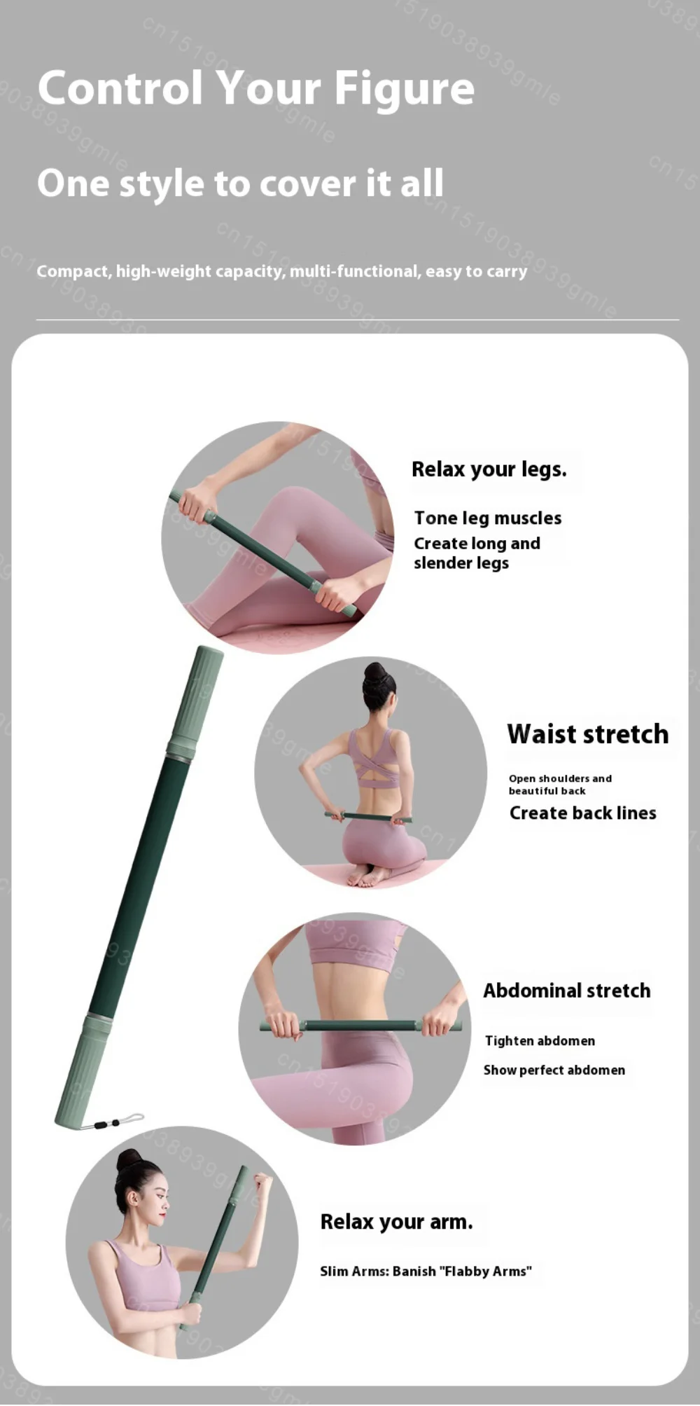Yoga Stick for Stretching Relaxation Tool Open Back Standing Training Roller Hunchback Corrector Stick for Fitness Accessories