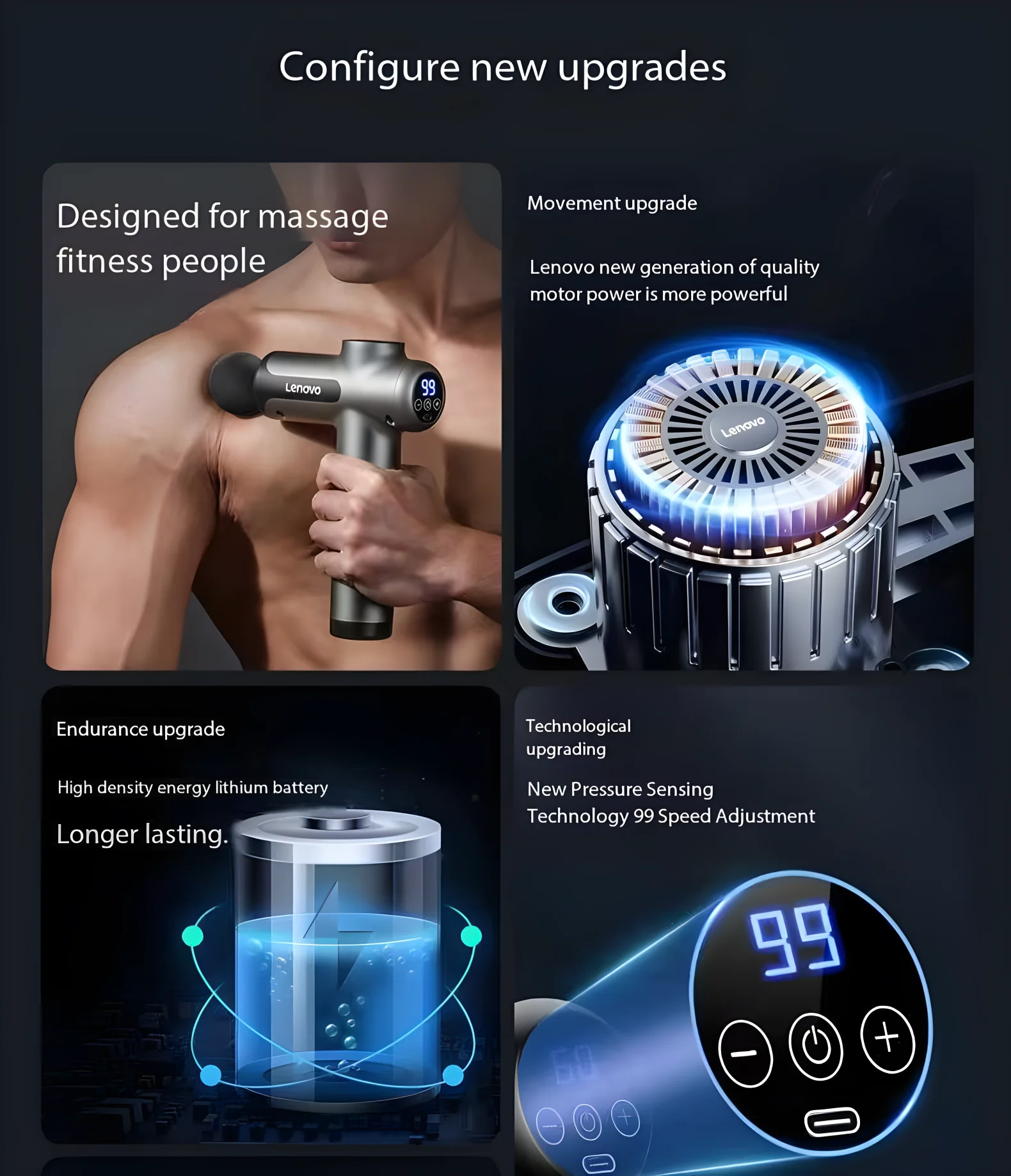 Lenovo Brand Fascia Gun Deeply Relieves Muscle Soreness Fitness and Relaxation Equipment LED Touch Screen 8Massage Head Gifts Lenovo Brand Fascia Gun Deeply Relieves Muscle Soreness Fitness and Relaxation Equipment LED Touch Screen 8Massage Head Gifts
