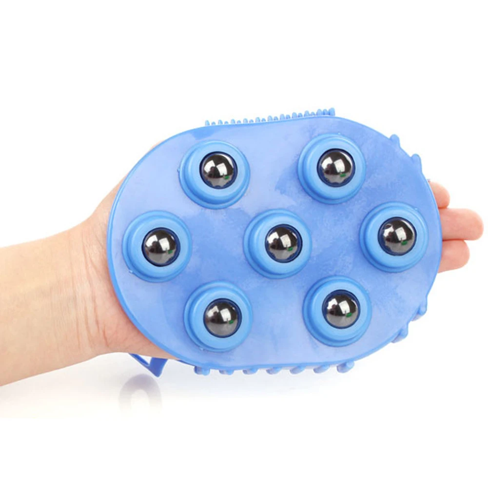 Silicone 7 Balls Body Massager Glove 360° Rotating Hand Held Massager Tools Muscle Pain Relief Relax Massager For Neck Leg Back