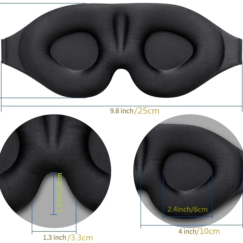 3D Contour Cup Sleep Mask With Noise Ear plug, Light Blocking Night Facial Mask, Soft & Comfortable, Soothing 3D Contour Cup Sleep Mask With Noise Ear plug, Light Blocking Night Facial Mask, Soft & Comfortable, Soothing