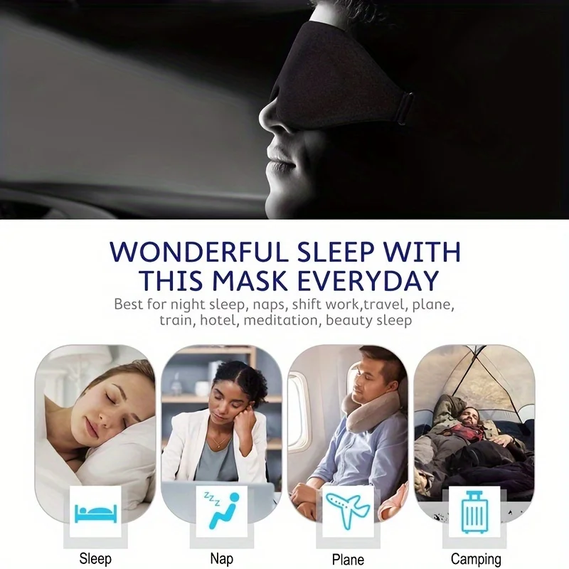 3D Contour Cup Sleep Mask With Noise Ear plug, Light Blocking Night Facial Mask, Soft & Comfortable, Soothing 3D Contour Cup Sleep Mask With Noise Ear plug, Light Blocking Night Facial Mask, Soft & Comfortable, Soothing