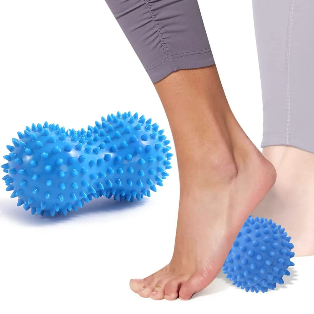 1pcs Massage Roller Peanut Double Lacrosse Spiky Ball Myofascial Balls for Plantar Fasciitis Mobility Back Foot Arch Pain Relief