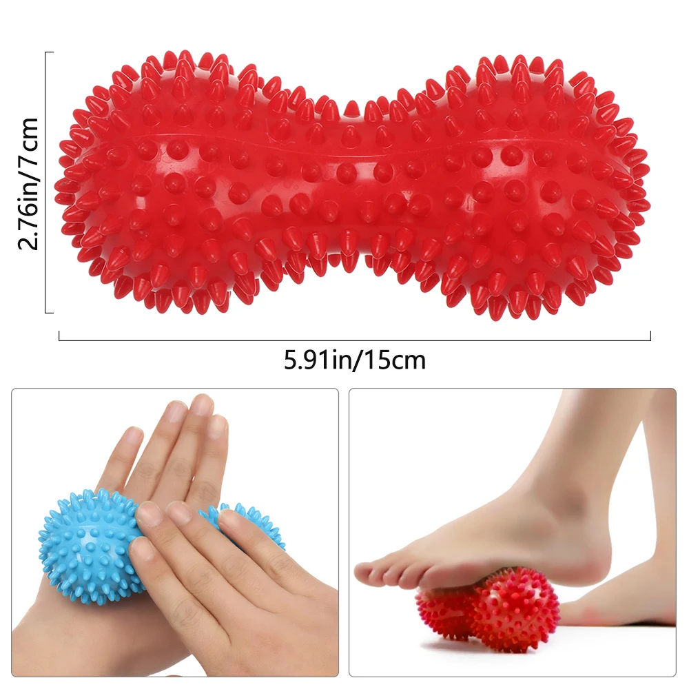1pcs Massage Roller Peanut Double Lacrosse Spiky Ball Myofascial Balls for Plantar Fasciitis Mobility Back Foot Arch Pain Relief