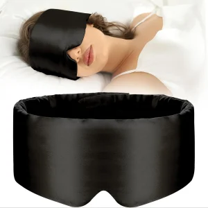 Silk Sleep Mask for Full Eye Coverage-Adjustable, Breathable & Skin-Friendly, Light-Blocking for Restful Sleep, Sleep Eye Mask