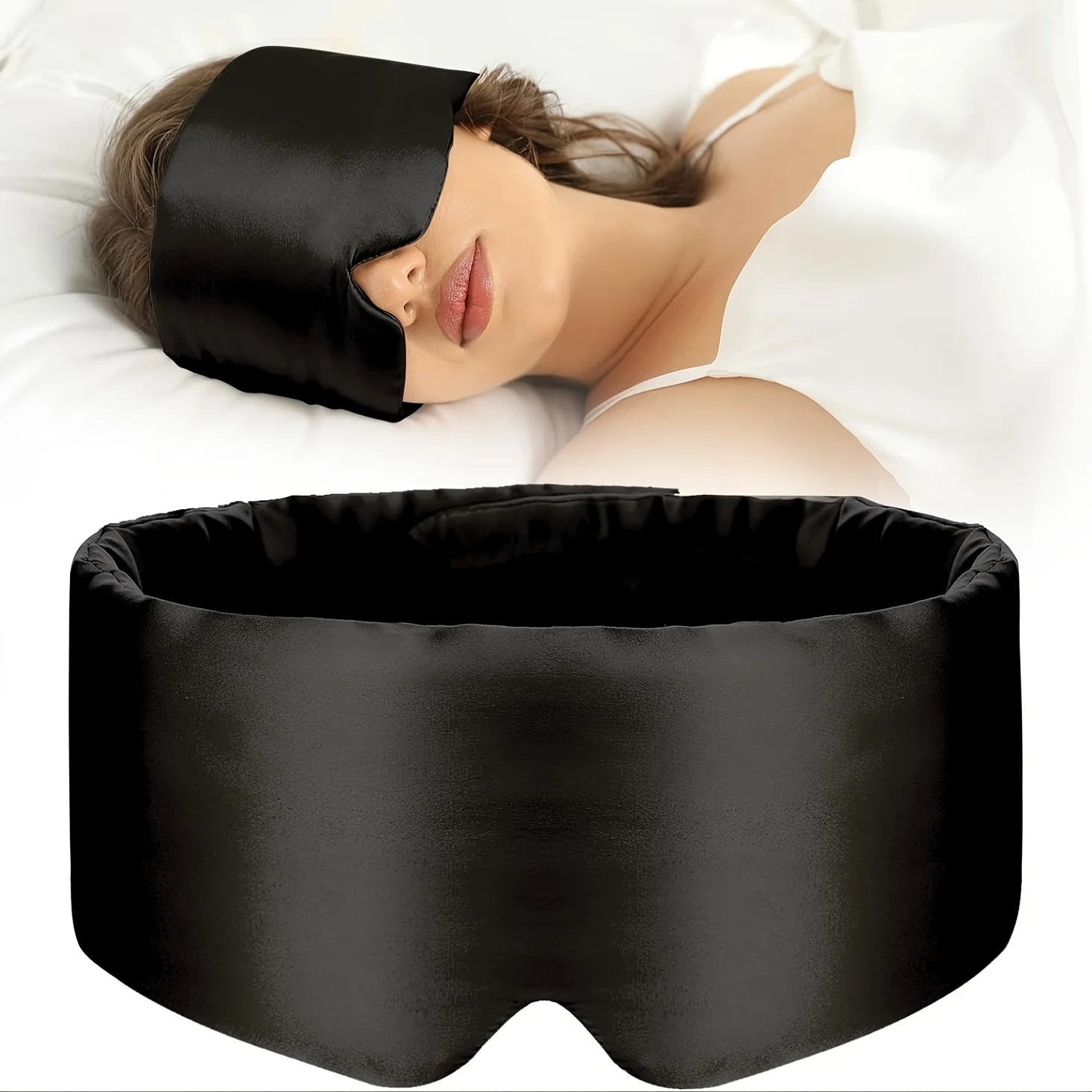 Silk Sleep Mask for Full Eye Coverage-Adjustable, Breathable & Skin-Friendly, Light-Blocking for Restful Sleep, Sleep Eye Mask