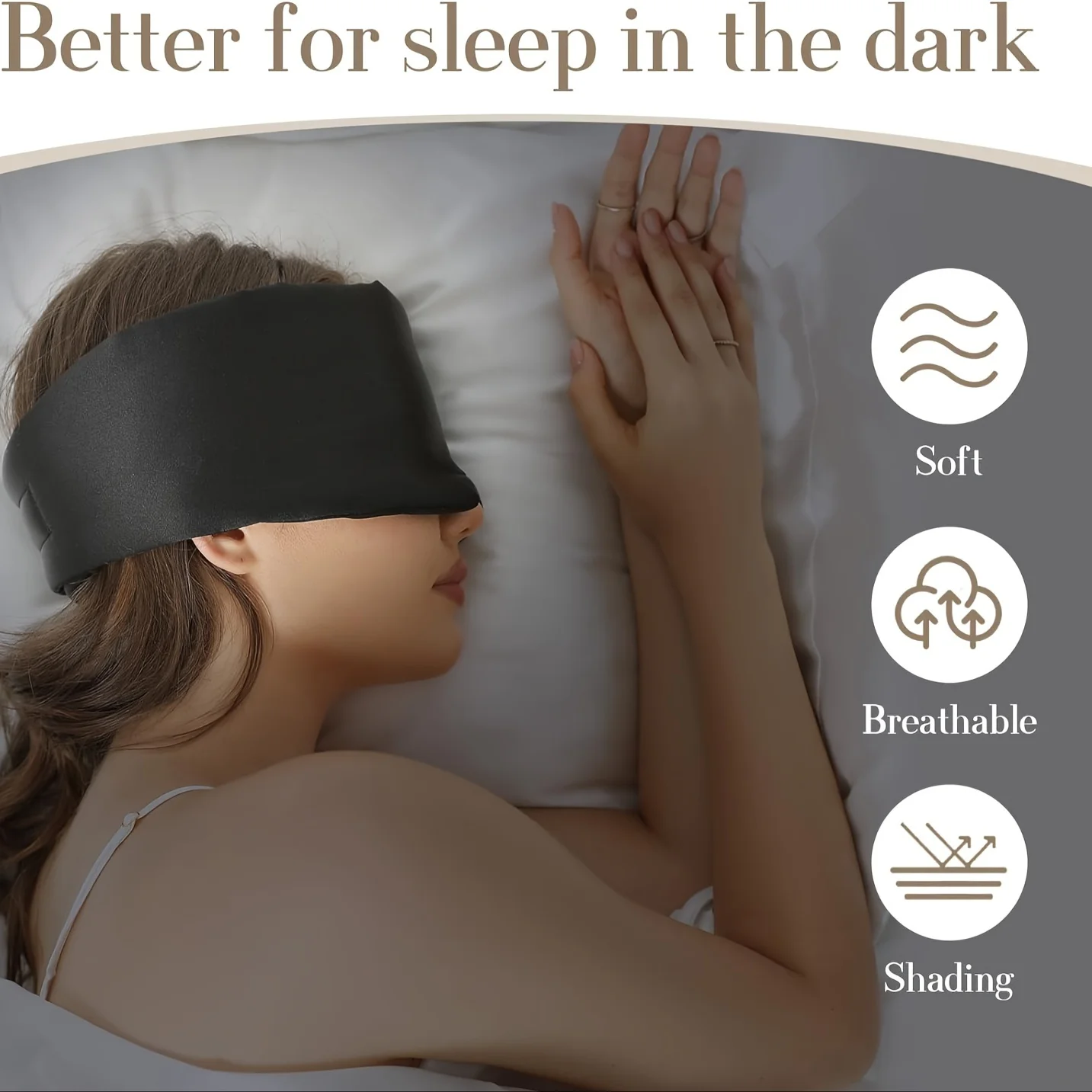 Silk Sleep Mask for Full Eye Coverage-Adjustable, Breathable & Skin-Friendly, Light-Blocking for Restful Sleep, Sleep Eye Mask - Image 2