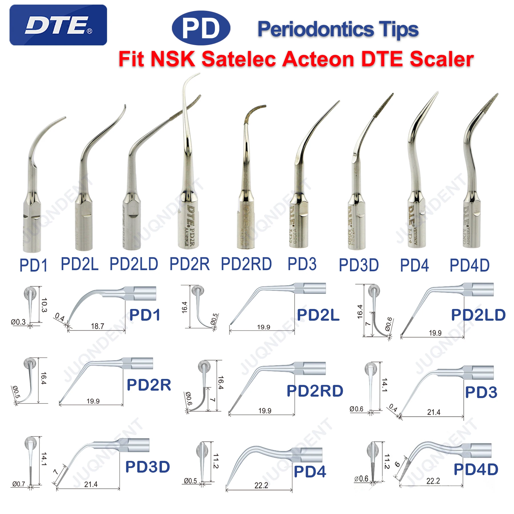 Woodpecker DTE Dental Ultrasonic Scaler V2 V3 LED Dentistry Scaler Tips For Scaling Endodontics Fit NSK Satelec Acteon handle