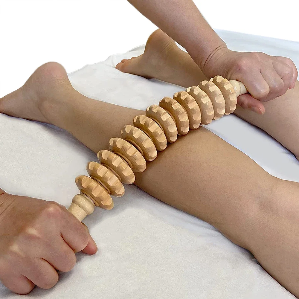 Body Fascia Massager Anti-slip Handle Wood Grooved Gear Arms Legs Thighs Buttocks Smooth Roller Massager for Back Relaxation Body Fascia Massager Anti-slip Handle Wood Grooved Gear Arms Legs Thighs Buttocks Smooth Roller Massager for Back Relaxation